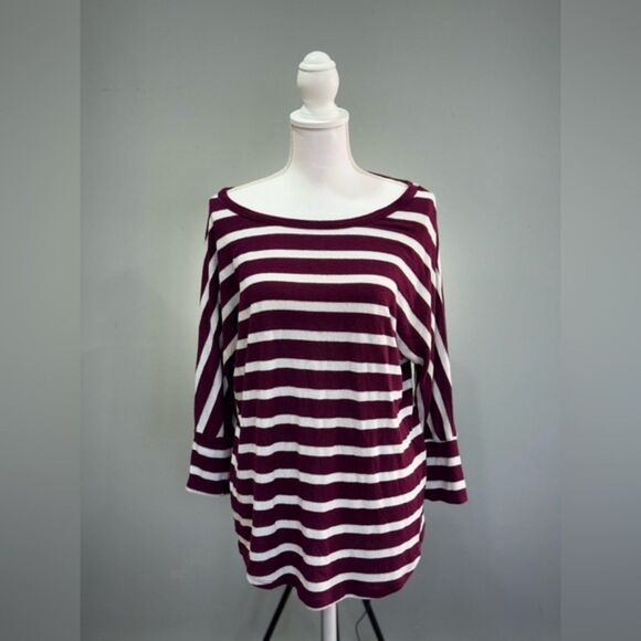 Burgundy 41 Hawthorn Striped Top Size L VGUC - Picture 1 of 5